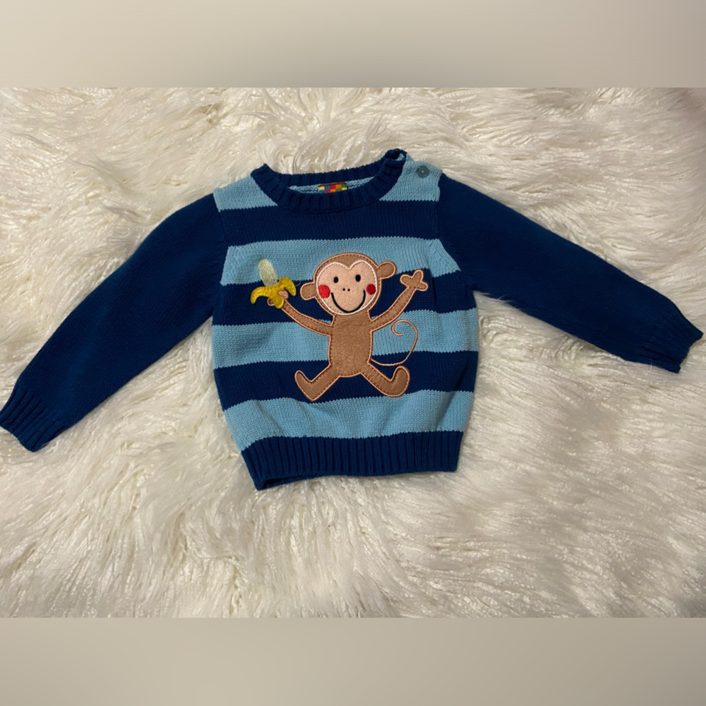 LaZoo Blue Monkey Sweater Boy